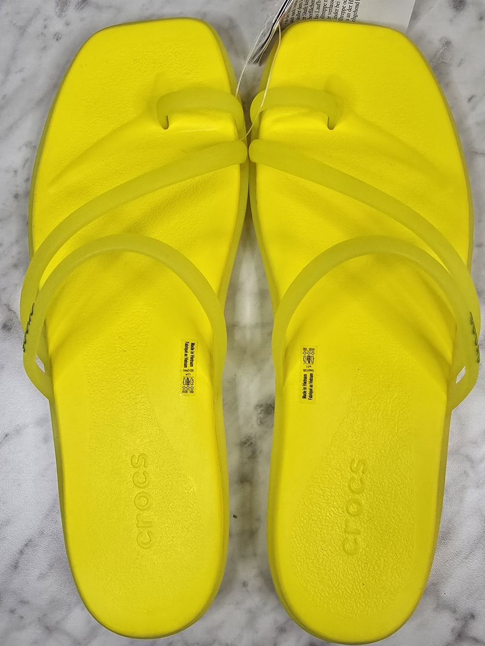 CROCS Sandals Miami Open Toe Loop Yellow Slip On flip Flop Flats Womens 11 NEW